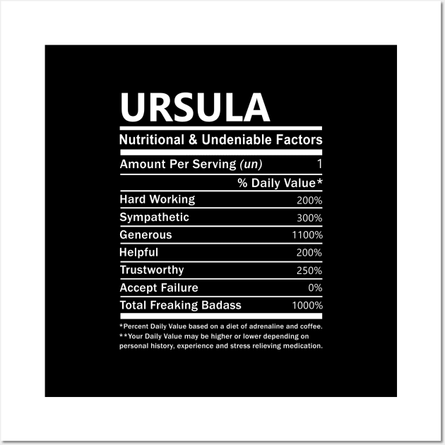 Ursula Name T Shirt - Ursula Nutritional and Undeniable Name Factors Gift Item Tee Wall Art by nikitak4um